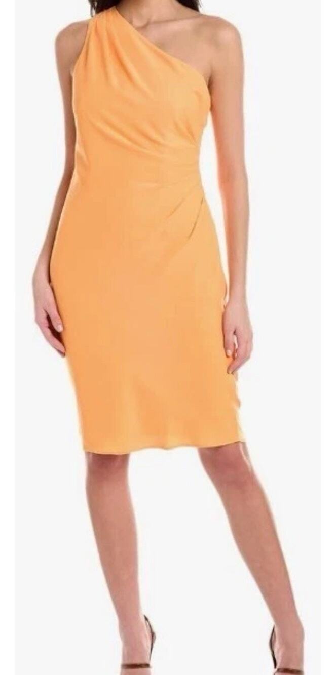 Trina Turk One-Shoulder Faux Wrap Poem Knee Length Dress $248 Size: 2